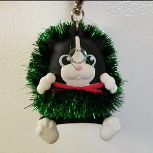 CHRISTMAS TINSEL KITTY CAT POCKETBAC+2 HAND SANITERS.
